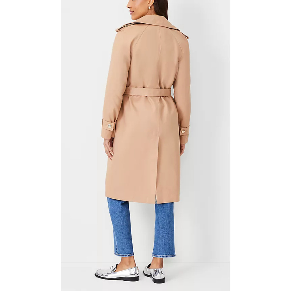 NEW ANN TAYLOR CAFE AU LAIT TWILL RAGLAN TRENCH COAT JACKET SIZE XL - Picture 4 of 8
